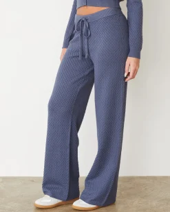 MONROW Softknit French Waffle Lounge Pant WASHEDBLUE Best
